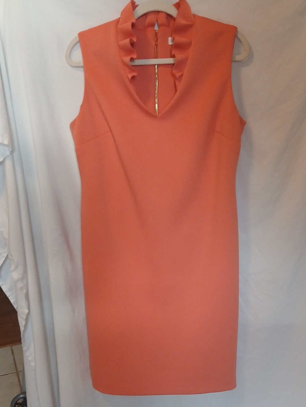 Calvin Klein Coral( Like 2nd, 3rd, 4th Pictures) Sleeveless Ruffle Neck Tunic